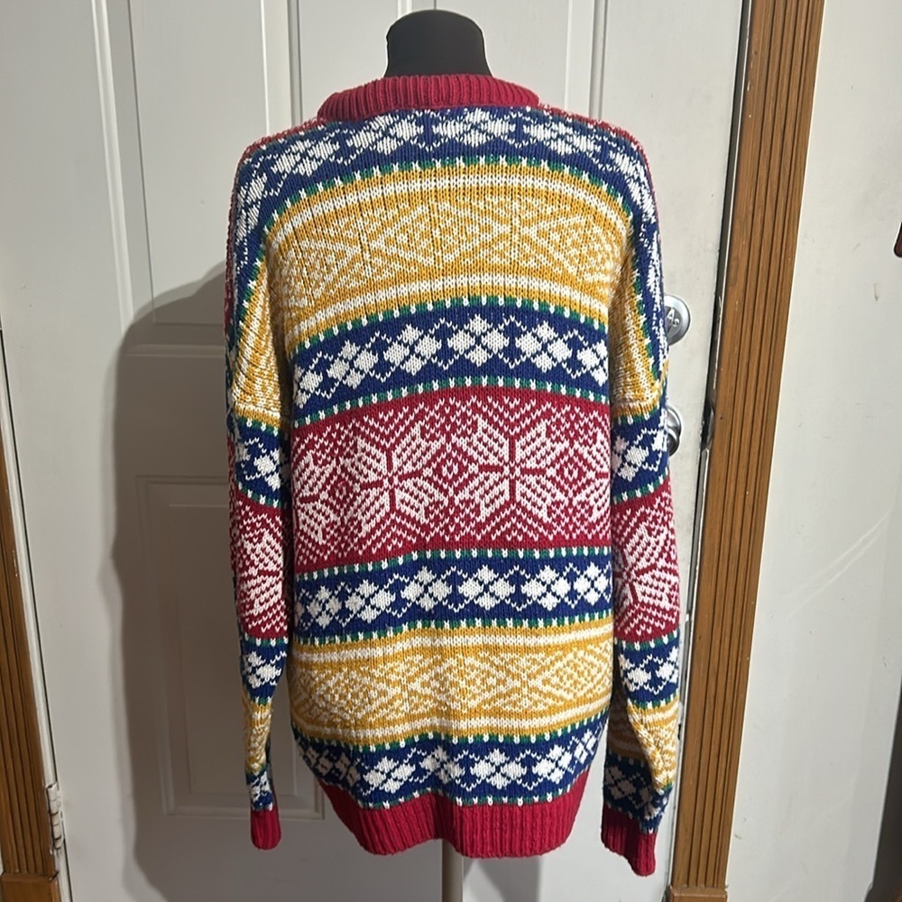 Harris of Helen Green, Red, and Blue Vintage Winter Christmas Sweater Size Large - Picture 5 of 6